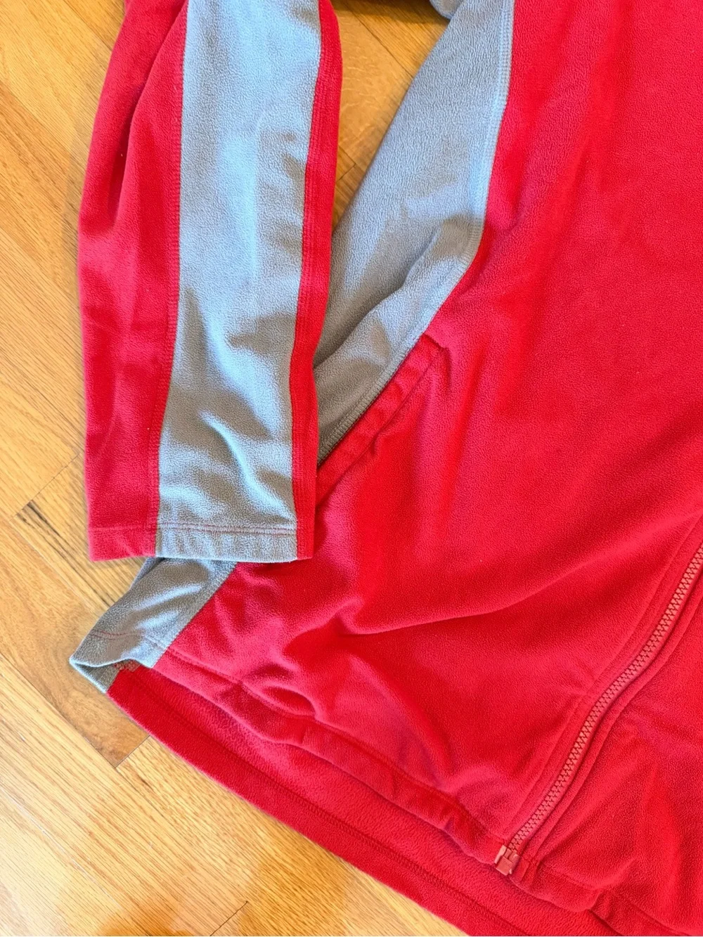 The North Face Red and Gray Full-Zip Fleece Jacket Mens XL